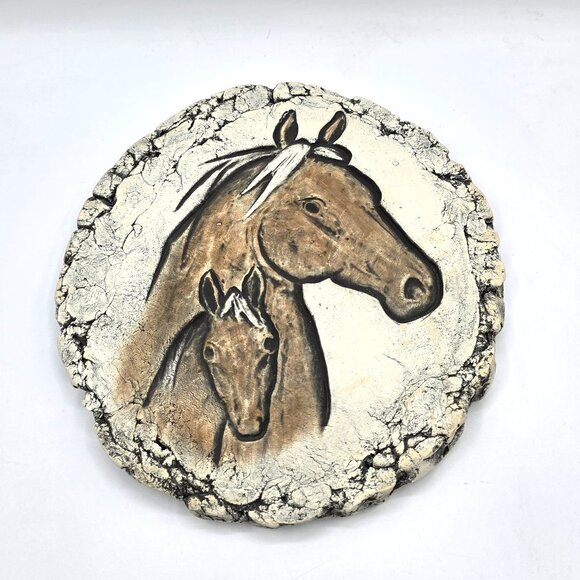 VTG Shapes of Clay by Stan Langtwait Horses Plaque Mount St. Helens Ash Signed - Picture 2 of 8